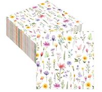 40 Pcs Floral Paper Napkins Spring Napkins Cocktail Napkins Disposable Party Serviettes Floral Butterfly Serviettes Colorful Flower Napkin for Birthday Holiday Wedding Party Decorations Afternoon Tea
