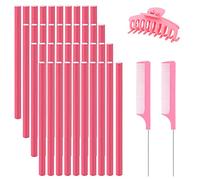 40 PCS Foam Hair Curler Rods, Flexible Hair Curlers No Heat Soft Twist Hair Roller with 2 PCS Comb 1PCS Large Hair Claw for Hair Styling Salon (24x1.2cm)