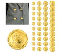 40 Pcs Gold Button Set, Golden Blazer Buttons Sewing Buttons, Vintage Decorative Shank Button for Dress Coat Jacket Jeans Uniform Suits Craft (15/18/21/25mm)