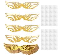 40 PCS Golden Wings Chocolate Decoration Wizard Party Chocolate Decoration Hollowed Wings Cake Topper with 40 PCS Glue Points Suitable for Birthday, Wedding, Wedding Anniversary