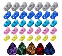 40 Pcs Guitar Finger Guards Silicone Finger Guards 5 Sizes for Beginner Electric Guitar and 5 Plectrums