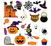 40 PCS Halloween Thick Gel Clings Halloween Window Gel Clings Decals Stickers for Kids, Toddlers and Adults Home Airplane Classroom Nursery Halloween Party Supplies Decorations Removable and Reusable
