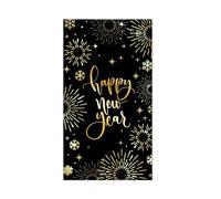 40 Pcs Happy New Year's Paper Napkins Disposable Party Napkins - Black and Gold Festive Design with "Happy New Year's" Wishes, 8x4.5 Inches for Xmas Winter Holiday Celebrations, New Years Eve Parties