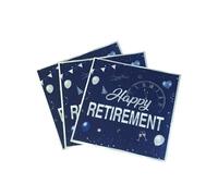 40 Pcs Happy Retirement Napkins Blue and Silver Disposable Paper Napkins for Dinner Picnic Cocktail Birthday Party Supplies 6.5in