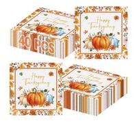 40 Pcs Happy Thanksgiving Napkins - 6.5 Inch Fall Watercolor Paper Napkins, 3-ply Disposable Pumpkin Maple Leaf Cocktail Napkin Tableware Set for Autumn Thanksgiving Party Decorations Supplies Favors