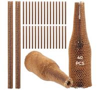 40 PCS Honeycomb Paper Wine Bottle Sleeves, Kraft Protective Wrapping for Glass Bottles, Reusable Shockproof Cover for Shipping, Moving, Travel, Camping, Party Packing