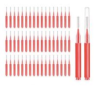40 PCS Interdental Brushes Red, 0.5mm Floss Brushes for Teeth Cleaning, Dental Brushes with Protective Caps, Between Teeth Cleaning Brushes for Braces, Implants, Bridges, Oral Care and Travel Use