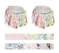 40 Pcs Jelly Roll Fabric Strips, Cotton Precut Quilting Fabrics, 20 Assorted Floral Patchwork Quilting Fabric Strips for Sewing Enthusiasts, Blanket Rug Purse Handbag & Crafting 2.5"x39.4"(Style2)