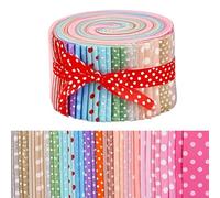 40 Pcs Jelly Roll Fabric Strips for Quilting, Crafting, Sewing, Round Dots Assorted Bundle Pre-Cut Cotton Strips, Colorful Patchwork Roll for Blanket, Upholstery, Holiday Decor, Purse, DIY Crafts