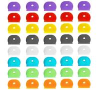 40 Pcs Key Covers Caps, Key Caps Covers Tags Set Flexible Key Covers Coloured Key Identifiers Caps Key Colour Caps Key Cap Label for Easy Identifying House Door Keys, 8 Assorted Colors