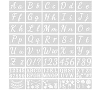 40 Pcs Letter Stencils, 128 Designs Number and Letter Alphabet Artistic Drafting Drawing Templates Stencil Set, Reusable Plastic Lettering Number Stencils for Spraying Painting Drawing