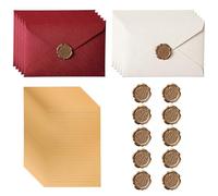 40 PCS Letter Writing Paper and Envelopes Set, 10 Vintage Envelopes, 20 A5 Kraft Paperr and 10 Wax Seal, Applicable to Birthday, Wedding Invitation, Love Letter, Invitation Greeting Cards