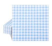 40 Pcs Light Blue Gingham Napkins 6.5 Inch Plaid Napkin 2 ply Blue and White Paper Napkins for Wedding, Boy Baby Shower, Picnic, Birthday, Easter Party