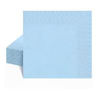 40 Pcs Light Blue Paper Napkins 3 Ply Baby Blue Napkins Disposable | 6.5 Inch Paper Serviettes for Wedding Birthday Baby Shower Party Table Decor