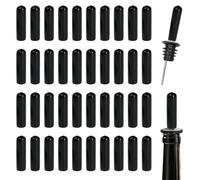 40 Pcs Liquor Pourers Dust Covers, Food-Grade Rubber Bottle Pourer Caps, Reusable Bar Spout Dust Caps for Spirits, Oils, Syrups, Vinegar, Coffee & Cocktails - Fits Most Standard Bottle Sizes (Black)