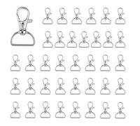 40 Pcs Lobster Clasps, Keyring Rings for Craft Making, Keyring Clip with Swivel Design, Zinc Alloy Swivel Clasp for Multiple Applications, Key Hooks with D Ring for Bags Lanyard Clips for Daily Use