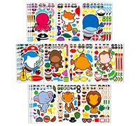 40 PCS Make a Face Sticker,Waterproof,Tear Resistant,Repeatable Stick,10 Cartoon Animal Including Sharks, Octopuses, Foxes and More to Foster Kids Creativity