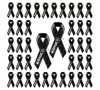40 Pcs Memorial Ribbon Pins, Funeral Ribbon Memorial Service in Forever Loved Never Forgotten, Ribbons for Funeral Mourning Bereavement Remembrance Day Event Supplies (Black)