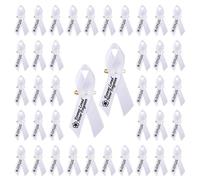 40 Pcs Memorial Ribbon Pins, Funeral Ribbon Memorial Service in Forever Loved Never Forgotten, Ribbons for Funeral Mourning Bereavement Remembrance Day Event Supplies (White)