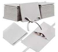 40 Pcs Microfiber Jewelry Pouch - 8x8 cm Luxury Small Jewelry Gift Bags - Bow Tie Microfiber Bag for Bracelet, Necklace Packaging - Envelope Style with String and Divider (Gray)