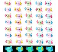 40 Pcs Mini axolotl, Mini Resin Axolotl Glow in The Dark Tiny Animals, Tiny Resin Animals Cute Hexagonal Dragon Decoration for DIY Craft Garden Landscape Potted Plants Decoration Birthday Party