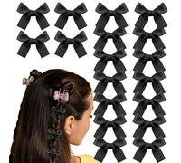 40 Pcs Mini Bow Hair Clips Satin Mini Bow Clips Small Bowknot Barrettes Hair Ribbon Alligator Clips Hair Bows for Girls Baby Women(Black)