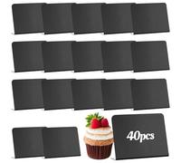 40 Pcs Mini Chalkboard Signs, 10 x 7.5cm Small Black Chalkboard Signs for Labeling, Table Top Menu Blackboard with Base, mini Chalk Boards for Food Pricetags Weddings Party Bakery