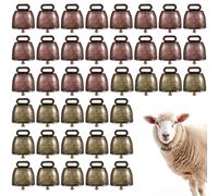 40 PCS Mini Cow Bells Bulk, Goat Bells for Collars, Antique Iron Metal Animal Copper Bell, Small Cowbell for Farm Pets Christmas Decor (20 Red Bronze, 20 Green Bronze)