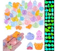 40 Pcs Mini Sea Resin Animals, 40 Styles Luminous Ocean Resin Animals Glow in the Dark Tiny Sea Miniature Figures for Fairy Garden Landscape Dollhouse Accessories Hide Crafts Decor