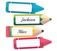 40 pcs Name Tags for Classroom Desks Back to School Pencils Name Plates Label Crayon Bulletin Board Locker Decor for Teacher First Day of School Party Decorations