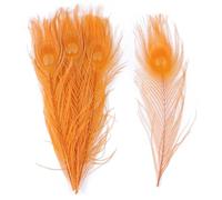 40 Pcs Natural Peacock Feathers 10-12 Inch for Wedding DIY Decor | Vibrant 25-30 cm peacock plumes, perfect for crafts, party & home decoration.(Orange)