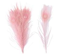 40 Pcs Natural Peacock Feathers 10-12 Inch for Wedding DIY Decor | Vibrant 25-30 cm peacock plumes, perfect for crafts, party & home decoration.(Shrimp Pink)