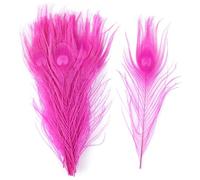 40 Pcs Natural Peacock Feathers 10-12 Inch for Wedding DIY Decor | Vibrant 25-30 cm peacock plumes, perfect for crafts, party & home decoration.(Rose)