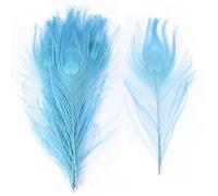 40 Pcs Natural Peacock Feathers 10-12 Inch for Wedding DIY Decor | Vibrant 25-30 cm peacock plumes, perfect for crafts, party & home decoration.(Sky Blue)