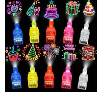 40 PCS Neon Happy Birthday Party Favours Goodie Bag Fillers - Kids LED Light Up Finger Lights Toys, Glow in The Dark Rave Accessories for Boys Girls Halloween Bulk Party Supplies