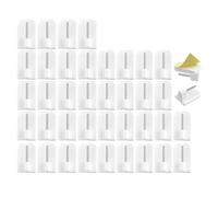 40 Pcs Net Curtain Hook Self Adhesive Hooks, Plastic Sticky End Window Hook for Pendant Door Back Hook for Bathroom Bedroom Kitchen - 2.5 x 1.8cm - White