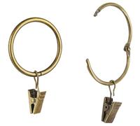 40 Pcs Openable Curtain Clips with Rings Antique Brass 1.26Inch Strong Metal Decorative Curtain Clip, Rustproof Drapery Open Clip Rings Curtain Rod Clips Hangers for Bathroom, Living and Guest Room