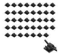 40 Pcs Outdoor Cable Clips,Adhesive Wire Hooks Hanging Light Wall Tacks Black,Self-Adhesive Clip Command Sticky Hook Plastic,for Brick Dashcam Gutter Car Cables Finisher Fixing Hider Clamp Holiday