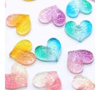 40 PCS Peach Heart Resin Charm Accessories Gradient Glitter Peach Heart Resin Ornaments for Jewelry Making Card Making Decorative Hair Accessories DIY Materials (4 Colors)