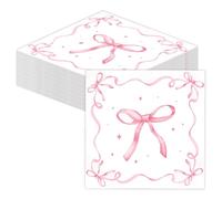 40 Pcs Pink Bow Napkins, Napkins Disposable Party for Birthday, Weddings, Hen Party, Baby Shower, Coquette Bow Theme Paper Napkins, 33x33cm