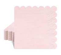 40 Pcs Pink Napkins 33 x 33 cm, 2 Ply Scalloped Paper Napkins Disposable