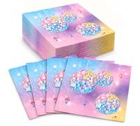 40 Pcs Pink Purple Disco Ball Serviettes Napkins, Disposable Paper Napkins | Sparkling Patterned Cocktail Napkins, Disco Ball Party Decorations for Wedding Birthday Baby Shower
