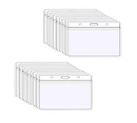 40 Pcs Plastic Card Holder,Transparent Clear Horizontal Waterproof Name Tag Badge ID Card Holders ID Badge Card Plastic Wallets Pocket Holder Lanyard Card Holder