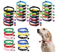 40 pcs Puppy Collars, BOSOIRSOU 19-32cm Adjustable Cat ID Collars with Bell Reflective Buckle Collar Breakaway Identification Collar Whelping Collar for Puppy Kitten Litter