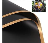 40 Pcs Pure Color Gold EdgeFlower Bouquets Wrapping Paper, Waterproof Translucent Bouquet Packaging Paper,Florist Bouquet Supplies for Wedding DIY Crafts Gift 22.8x22.8 inch (Black)