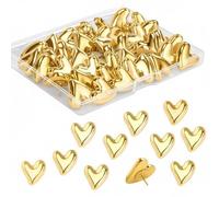 40 Pcs Push Pins Heart, Cute Drawing Pins for Pinboard, Decorative Thumb Tacks - Fix Messy Notice Boards Add Style, Gold Push Pins for Vision Board Supplies Securing Photos Notes Postcards DIY Crafts