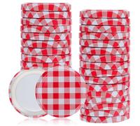 40 Pcs Replacement lids for Jam Jars, 65mm Twist On Jam Jar Lids, Leak Proof Red Gingham Decorative Patterned Screw Caps
