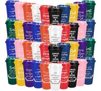 40 Pcs Reusable Christian Coffee Cups 470 ml Religious Bible Verse Plastic Tumblers with Lids Travel Coffee Mug for Cold Drinks Bulk Christian Gifts for Men Women (Multicolor)