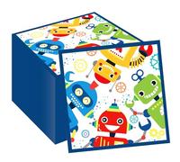 40 PCS Robot Party Napkins, Cartoon Robot Paper Napkins, 6.5 x 6.5 Inch Set | Disposable Luncheon Napkins with Colorful Blue Red Green Robot Designs for Birthday Tables, Dessert Bars and Robot Decor Set!