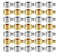 40 Pcs Round Stopper Crimp Beads for Bracelets and Necklaces, Brass Crimp Beads Round Mixed Locker Seperator Bead for Positioning Spacer DIY Bracelet Necklace Jewelry Making (Gold and Silver)